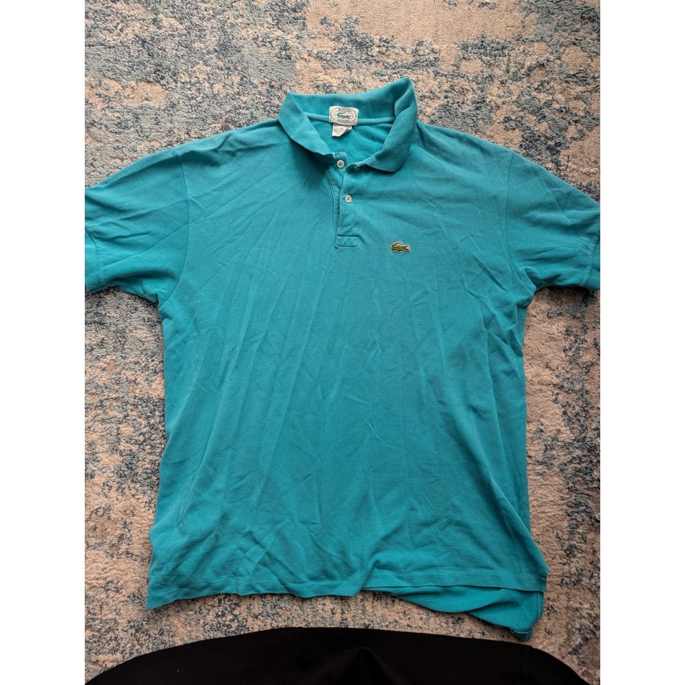 Vintage Izod Lacoste Polo Shirt Mens XL Teal Turquoise Cotton Pique Made in USA